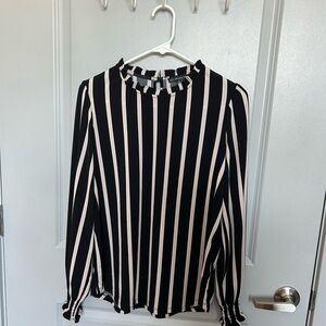 Black and White Striped Women's Top